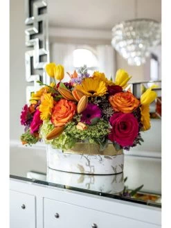 White And Gold Marble Design Oval Vase " From Pops Of Color Home Collection"