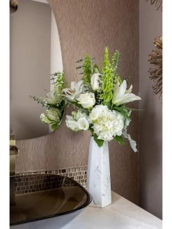 White And Silver Marble Design Vase " From Pops Of Color Home Collection"