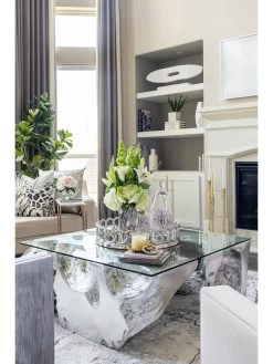 Silver Wavy Design Vase " From Pops Of Color Home Collection"