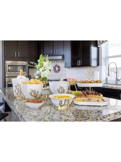 White Ceramic Bowl With Gold Textured Details On Gold Base " From Pops Of Color Home Collection" -Home Essentials Shop 046 CLaurieperez.com D5A0203 new