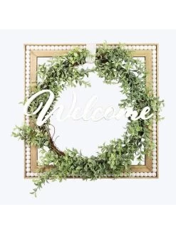 Wood Framed Welcome Wreath