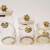 Glass Canister With Gold Leaf Design & Marble Lid With Metal Flower (3 Styles, 3 Sizes) -Home Essentials Shop 20220930 110242 new