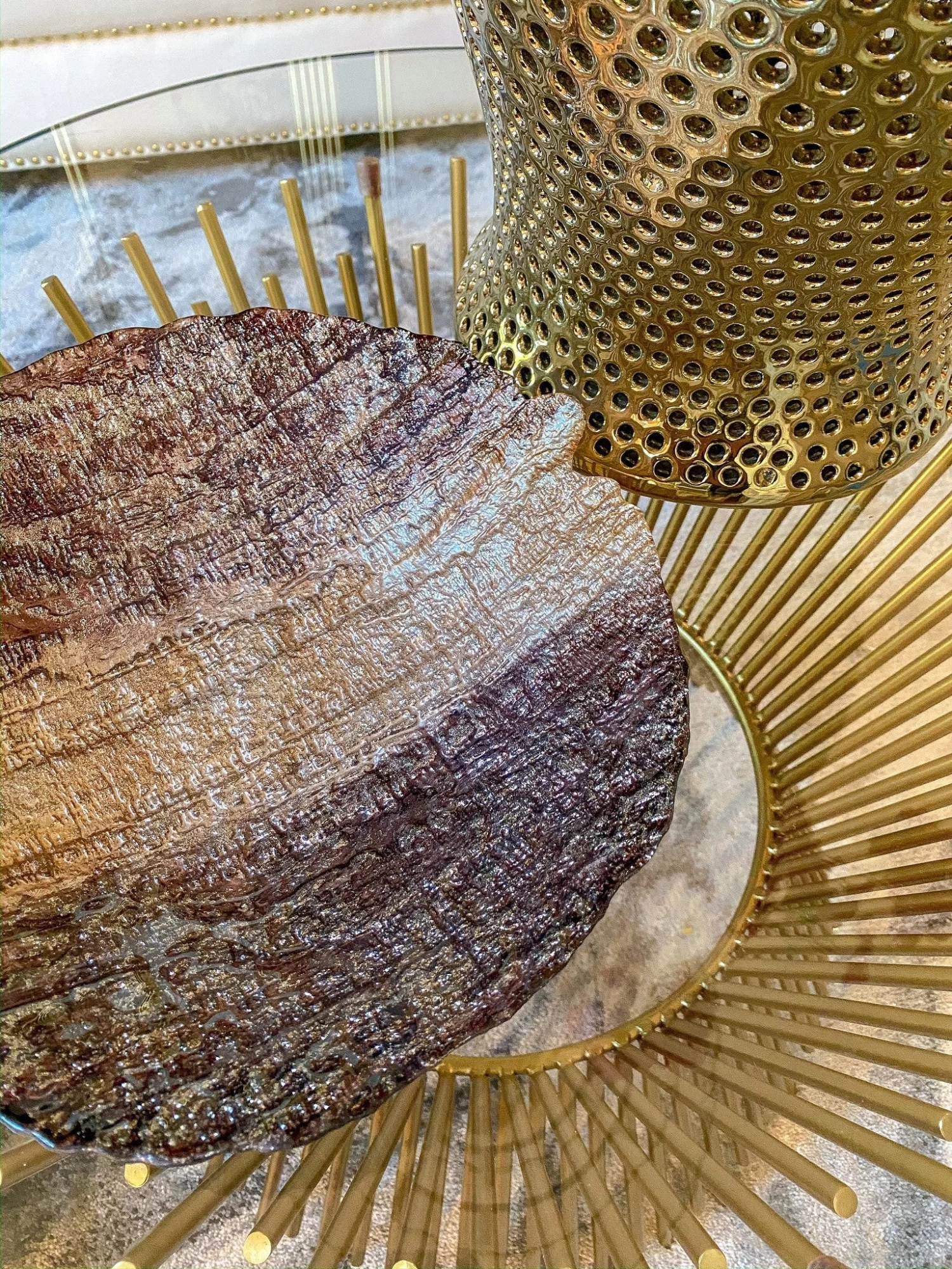 Brown Metallic Round Dish 4 Brown Metallic Round Dish - Image 2