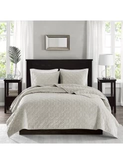 Ivory Velvet Quilt Set (2 Sizes)