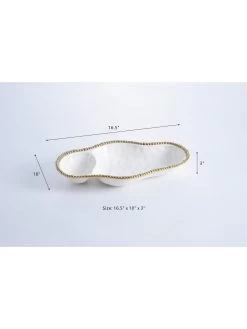Gold And White Beaded Sectioned Serving Dish -Home Essentials Shop CER 2025 WG 1 new