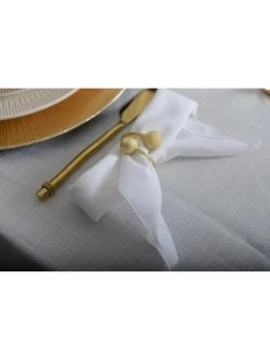 Set Of 4 Matte Gold Double Ball Napkin Rings