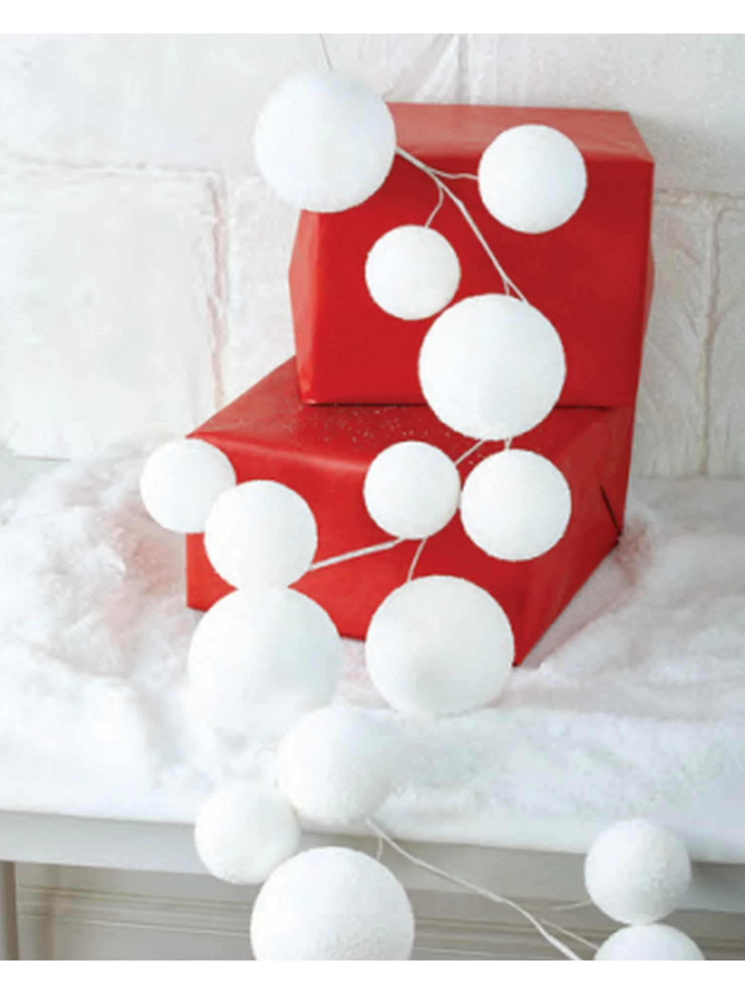 5.5' White Snowball Garland 3 5.5' White Snowball Garland