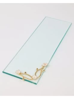 Rectangular Glass Tray With Cherry Blossom Details