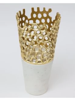 Textured Design Vase With White Marble Base (2 Colors) "From Pops Of Color Home Collection" -Home Essentials Shop DD5A5420 new