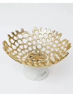 Textured Design Bowl With White Marble Base (2 Colors) "From Pops Of Color Home Collection" -Home Essentials Shop DD5A5431 new