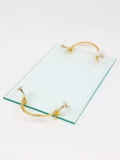 Large Rectangular Glass Tray From The White Jeweled Flower Collection