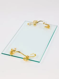 Large Glass Rectangular Tray With Intricately Detailed Gold Handles From The White Jeweled Flower Collection -Home Essentials Shop DD5A6418 1 new 1