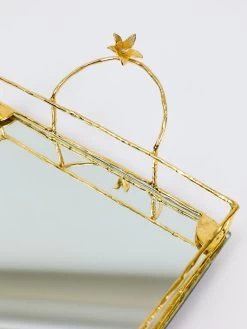 Square Mirrored Tray With Gold Flower Design -Home Essentials Shop DD5A6529 new