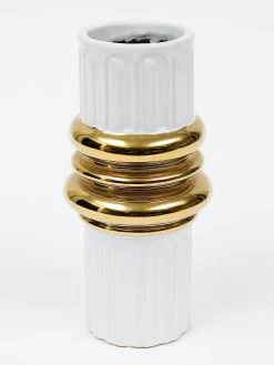 White Linear Vase With Stunning Gold Center Detail (2 Sizes) -Home Essentials Shop DD5A6639 1 new