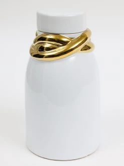 White Ceramic Lidded Jar With Elegant Gold Details (3 Sizes) -Home Essentials Shop DD5A6667 1 new