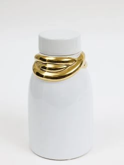 White Ceramic Lidded Jar With Elegant Gold Details (3 Sizes) -Home Essentials Shop DD5A6668 1 new