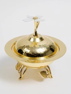 Gold Metal Dish From The White Jeweled Flower Collection (2 Sizes) -Home Essentials Shop DD5A8552 new