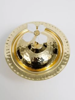 Gold Metal Dish From The White Jeweled Flower Collection (2 Sizes) -Home Essentials Shop DD5A8553 new