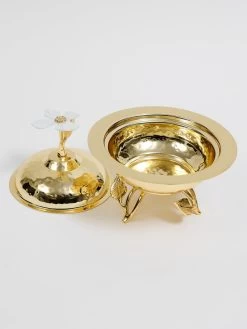 Gold Metal Dish From The White Jeweled Flower Collection (2 Sizes) -Home Essentials Shop DD5A8554 new