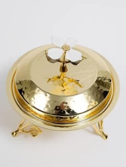 Gold Metal Dish From The White Jeweled Flower Collection (2 Sizes) -Home Essentials Shop DD5A8557 new