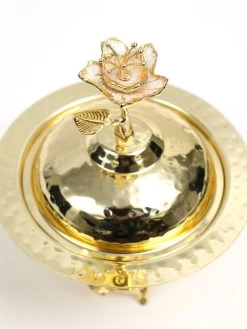 Gold Metal Dish From The Celine Flower Collection (2 Sizes) -Home Essentials Shop DD5A9667 Edit new