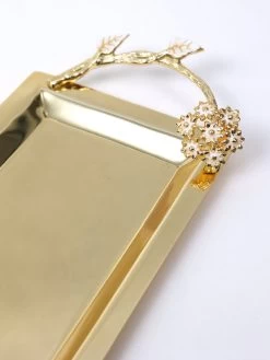 Gold Long Rectangular Metal Tray From The Hydrangea Collection -Home Essentials Shop DD5A9750 Edit new