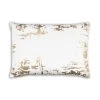 Asra - Oblong White Velvet Pillow W/ Quilting And Shiny Gold Foil Print - 20" X 14" -Home Essentials Shop FMASRA01C WTGD new