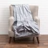Noya - Crushed Grey Velvet Throw W/ Metallic Silver Trim - 60" X 50" -Home Essentials Shop FMTHR NOYA GY new