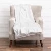 Noya - Crushed Ivory Velvet Throw W/ Metallic Silver Trim - 60" X 50"