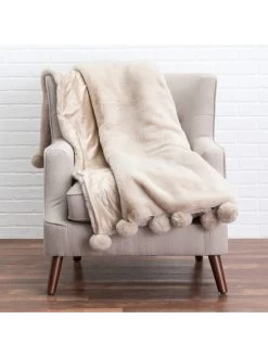 Snow - Beige Faux Fur Throw - 60" X 50"