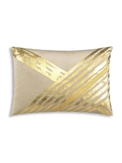 Zara - Beige Velvet Pillow W/ Abstract Gold Foil 20 X 14