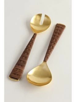 Gold Servers W/ Rattan Handle -Home Essentials Shop FarahDrop7Apr2021 9926 new