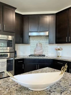 Oblong White Ceramic Bowl With Gold Textured Details " From Pops Of Color Home Collection"