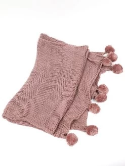 Knit Pom Pom Throw (2 Colors) -Home Essentials Shop IMG 0042 Edit new