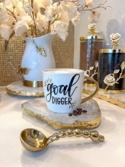 "Goal Digger" Coffee Mug With Gold Handle