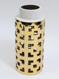 Large Gold & White Ceramic Cut-Out Design Vase -Home Essentials Shop IMG 0177 new 1