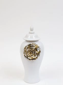 White Ginger Jar With Large Gold Flower Detail (3 Sizes) -Home Essentials Shop IMG 0289 b4fe71b4 deba 41ff 81ab 46819f353103 new 1