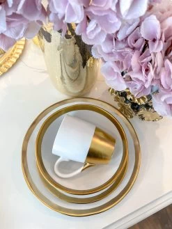 Gold And White 4 Piece Place Setting