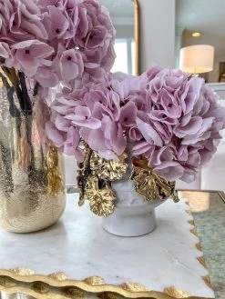 White Ceramic Vase With Stunning Gold Cascading Floral Detail