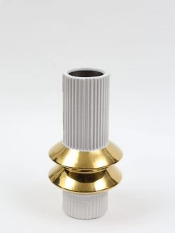 White Linear Vase With Gold Center Rim Detail (2 Sizes) -Home Essentials Shop IMG 0462 new 1