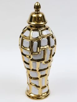 Gold & White Ginger Jar (3 Sizes) -Home Essentials Shop IMG 0473 new