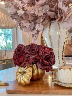 Gold Ceramic Pumpkin Container