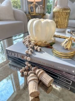 Whitewash Wooden Beaded Garland