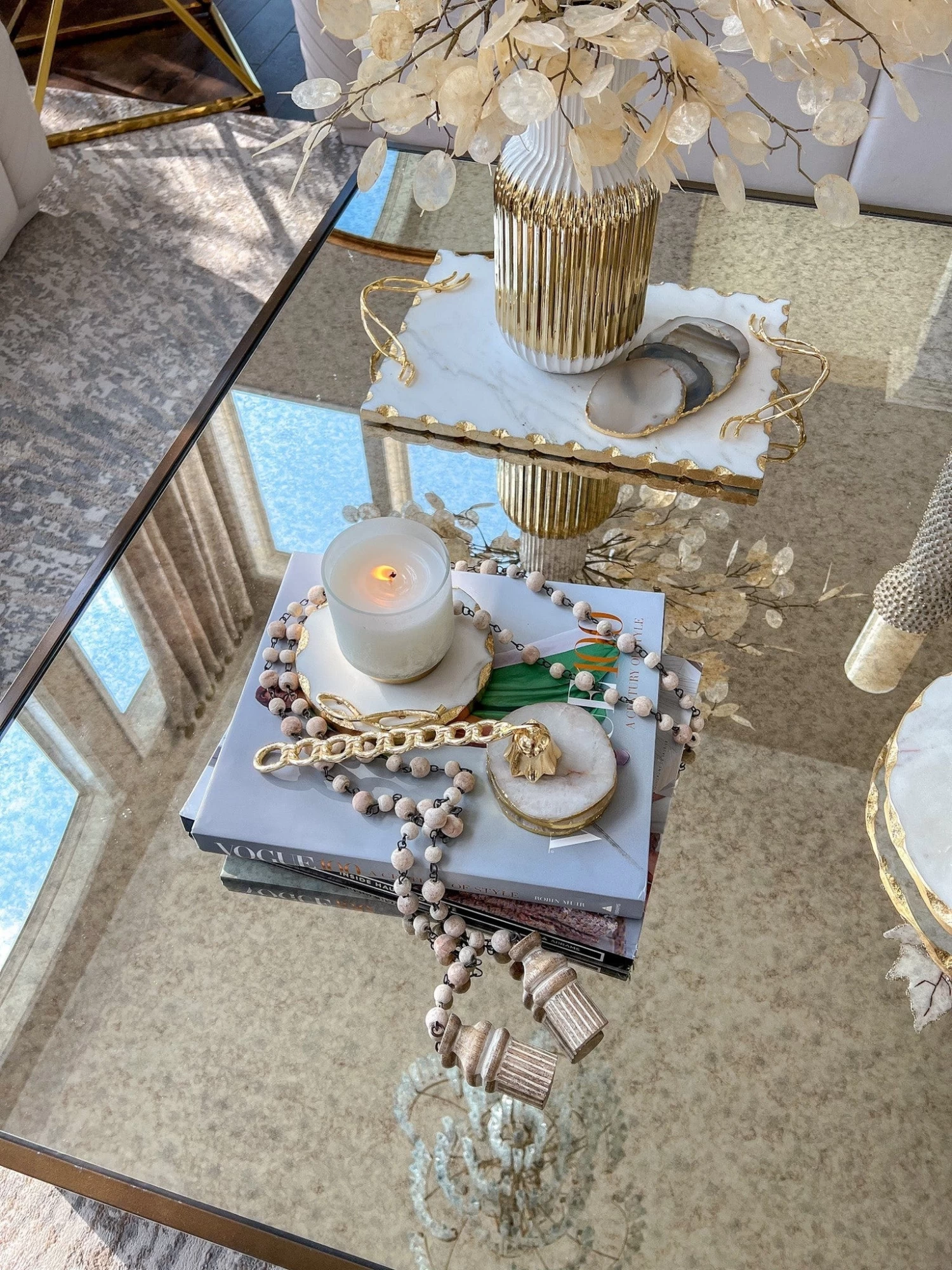 Whitewash Wooden Beaded Garland 4 Whitewash Wooden Beaded Garland - Image 2