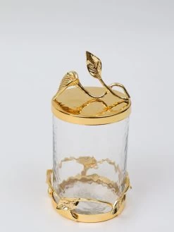 Hammered Glass Canister With All Gold Leaf Details & Lid (3 Sizes) 13 Hammered Glass Canister With All Gold Leaf Details & Lid (3 Sizes) -Home Essentials Shop IMG 0805