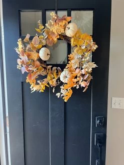 24" Pumpkin & Leaves Fall Wreath