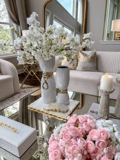 White Ceramic Vase With Elegant Gold Details (2 Sizes)