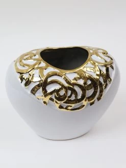 White Ceramic Vase With Stunning Gold Border Design -Home Essentials Shop IMG 1681 1 new 1