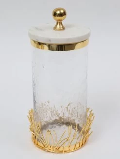 Glass Canister With Gold Branch Design And Marble And Gold Lid (3 Sizes) -Home Essentials Shop IMG 1765 new