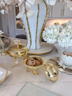 Gold Metal Dish From The White Jeweled Flower Collection (2 Sizes) -Home Essentials Shop IMG 1904 new